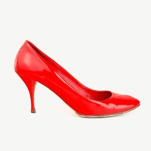 Miu Miu Red Patent-Leather Almond-Toe Pumps